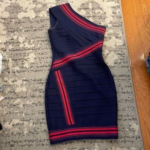 Navy and red bandage dress
